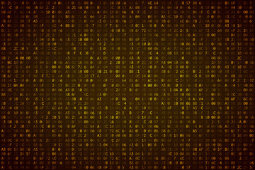 Leinwandbilder - Abstract digital background. Machine code. Hexadecimal code. Random digits and letters colored illustration.