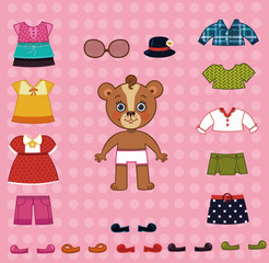 Wall Mural - Mother bear vector illustration for paper doll, dress up games.