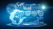 © sdecoret - Digital datas on hologram screen on blue background