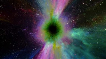 Canvas Print - Space 2196: Light streams into a black hole in deep space (Loop).
