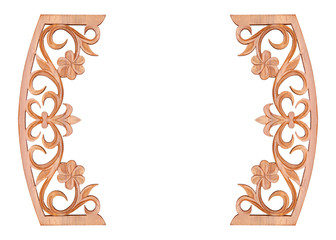 Pattern of flower carved on wood for decoration isolated on whit