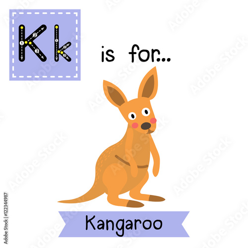 K Letter Tracing Kangaroo Cute Children Zoo Alphabet Flash Card Funny Cartoon Animal Kids Abc Education Learning English Vocabulary Vector Illustration Stock Vector Adobe Stock k letter tracing kangaroo cute