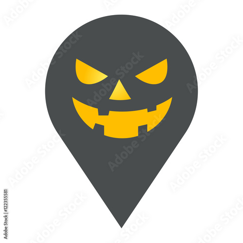 Fotografie, Obraz Icono plano localizacion rostro de calabaza halloween gris