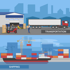 Sticker - Flat Logistic Panorams Banner Set