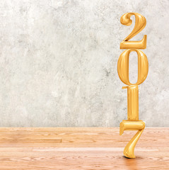 Poster - 2017 (3d rendering) new year gold color  in perspective room wit