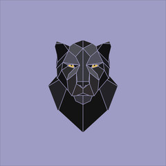 Sticker - black panther head. vector illustration.