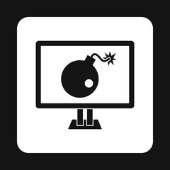 Poster - Computer hacking icon in simple style isolated on white background. Cracking symbol