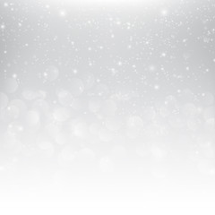 Snow fall with bokeh abstract grey background vector illustratio