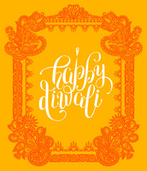 Canvas Print - Happy Diwali greeting card with paisley ornamental frame design