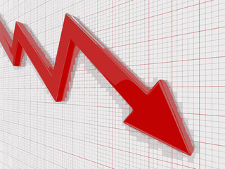 Poster - 3d arrow downwards. Image with clipping path