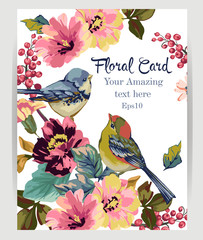 Wall Mural - Floral card on a white background.