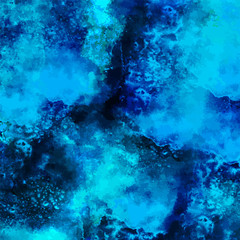 Wall Mural - Watercolor sea, water, wave, blue background