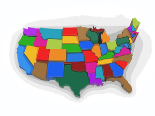 Poster - Map of USA. Image with clipping path.