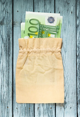 Sticker - One hundred euro banknotes in linen sack