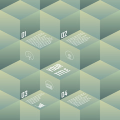 Isometric background cubes in retro vintage colors. Geometry backdrop suitable for infographics, presentations, brochures, websites.