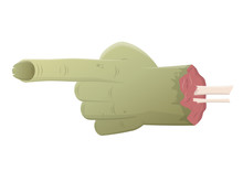green isolated zombie hand pointing at something
