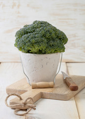 Sticker - fresh broccoli in a ceramic pail