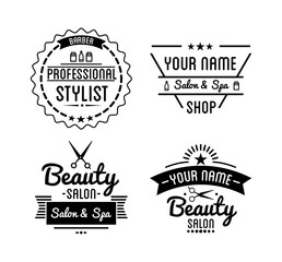 Wall Mural - Set of vintage barber shop logo and beauty spa salon badges.
