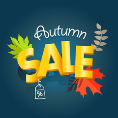 Poster - Autumn sale advirtising banner. Shopping special offer template.
