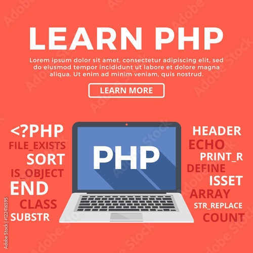 Laptop With Php Word On Screen Learn Php And Back End Web