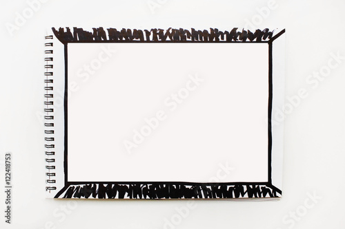Black And White Simple Plain Background Opened Empty Notebook Page