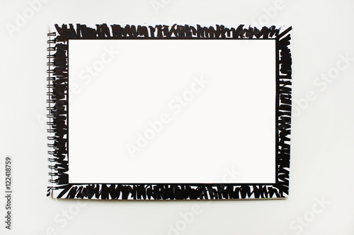Simple Plain Background Open Empty Notebook Page Banner With Black