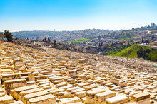 Mount Of Olives And The Old Jewish Cemetery In Jerusalem, Israel.