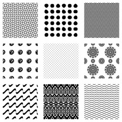 Canvas Print - Vector set of nine seamless patterns