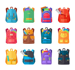 colored school backpacks set