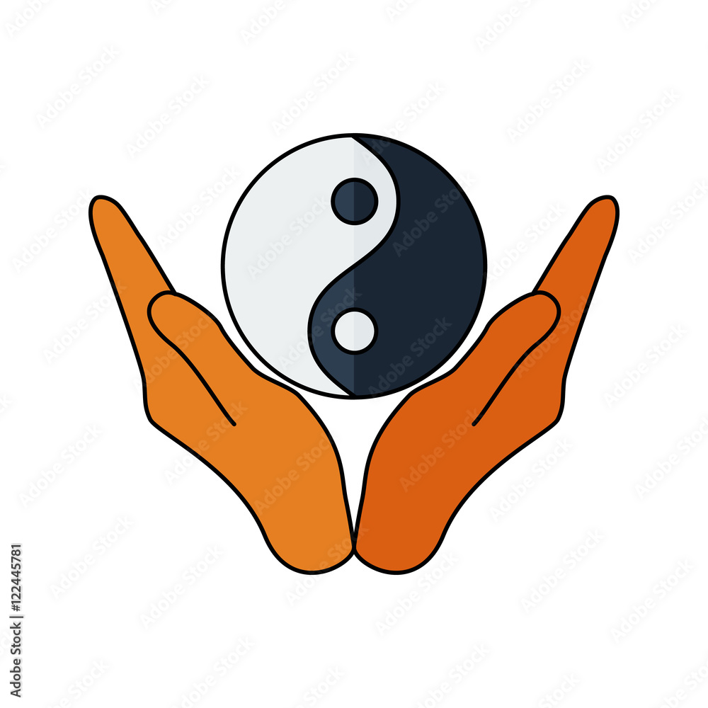 Vector de Stock Vector illustration of hands holding yin yang symbol ...