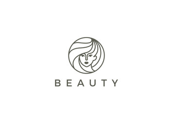 Wall Mural - Beauty Hairdresser salon Woman Logo vector circle SPA Fashion