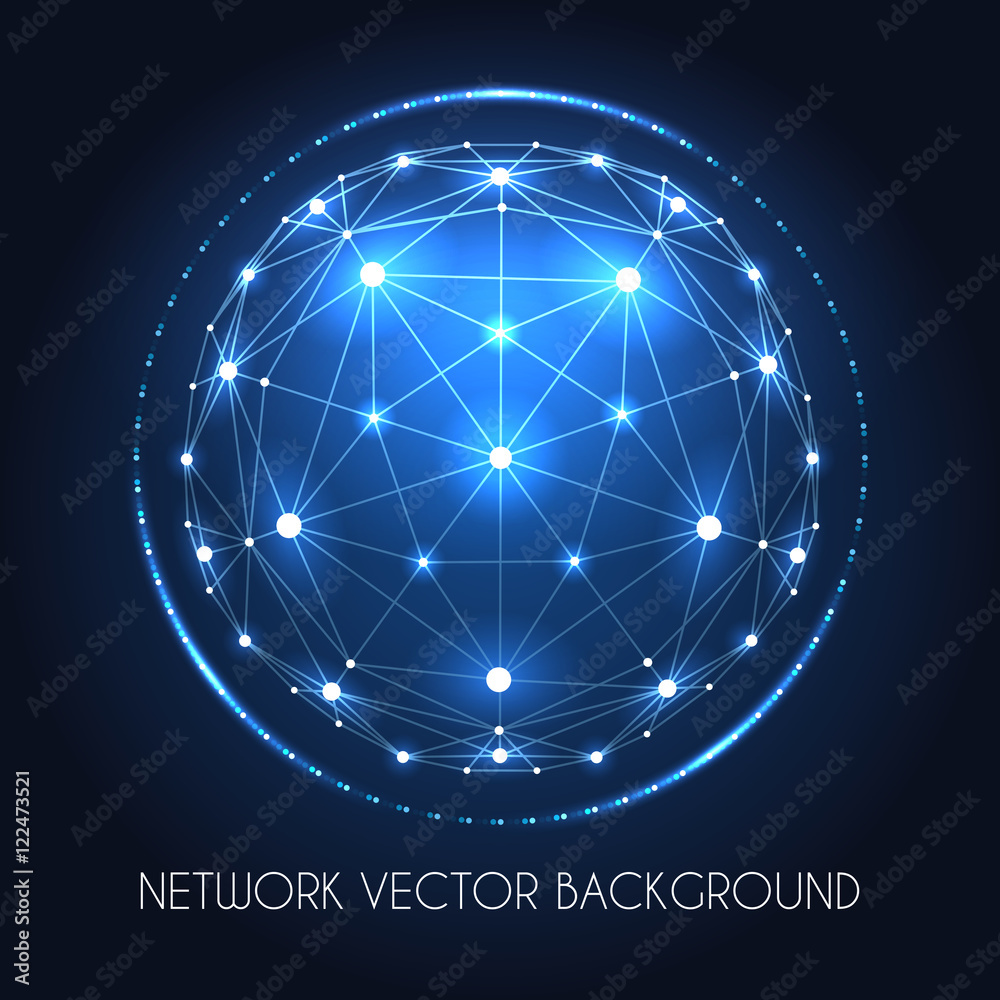 Internet Environment Vector Internet data vector connection concept. Globe network sphere of cyber ...