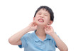 Young asian boy scratching his allergy face