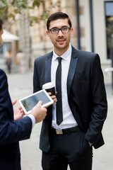 Portrait of handsome businessman outdoor