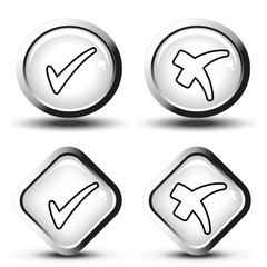 Poster - Vector white buttons with black line simple check mark symbols, square and circle buttons