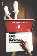 Wall Mural - Chat with SIngles Nearby Love Romance Online Concept