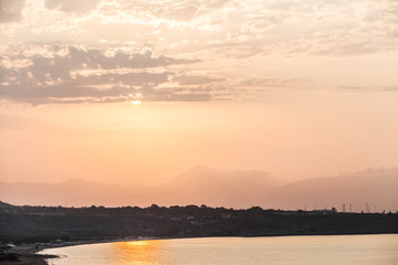 Wall Mural - Sunset in the Heraklion airport.