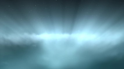 Wall Mural - a 20 second loop of soaring through simulated heaven like clouds.