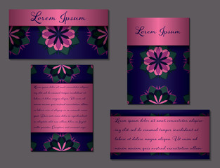 Elegant set of two types of brochures with Mandala and floral el