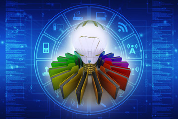 Poster - 3d rendering led light bulb with folder
