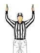 American football referee with both hands up as a touchdown vect