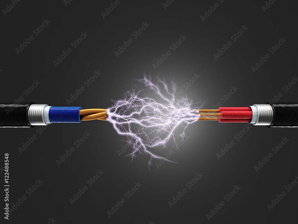 electricity sparkls cable - obrazy, fototapety, plakaty 