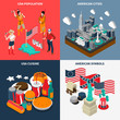 USA Touristic Concept Icons Set 