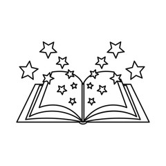 Poster - Magic book icon in outline style isolated on white background. Magical symbol vector illustration