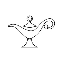 Wall Mural - Magic lamp icon in outline style isolated on white background. Tricks symbol vector illustration