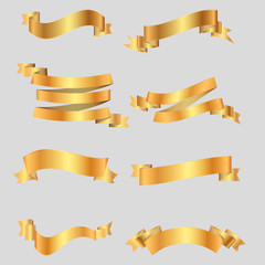 Poster - Golden ribbon set vector illustration on gray background