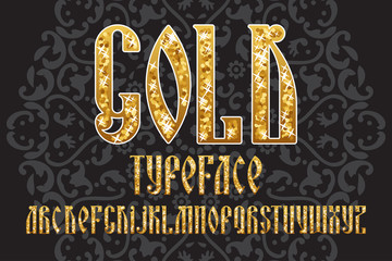 Wall Mural - Gold typeface set