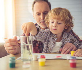 Wall Mural - Grandpa and grandson