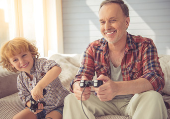 Wall Mural - Grandpa and grandson