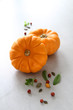 Two small decorative pumpkins
